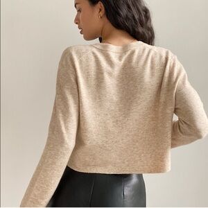 Aritzia Wilfred Sicily Cardigan Wool Cashmere Sweater Heather Light Oatmeal XS